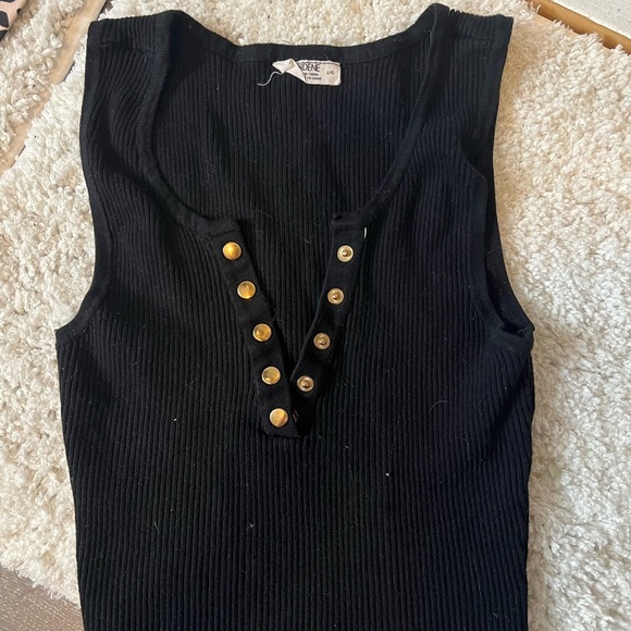 Free People Tops - Black Sleeveless Top with Gold Accents